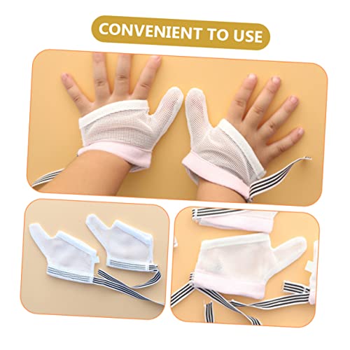 VANZACK 2pairs Eat Glove Cover Sucking Guard for Newborn Stop Thumb Sucking Mittens Mesh Boy Girl Finger Protector Accessories for Care4