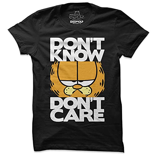 Don't Know, Don't Care Official Garfield Half Sleeves Cotton T-Shirt (Black)