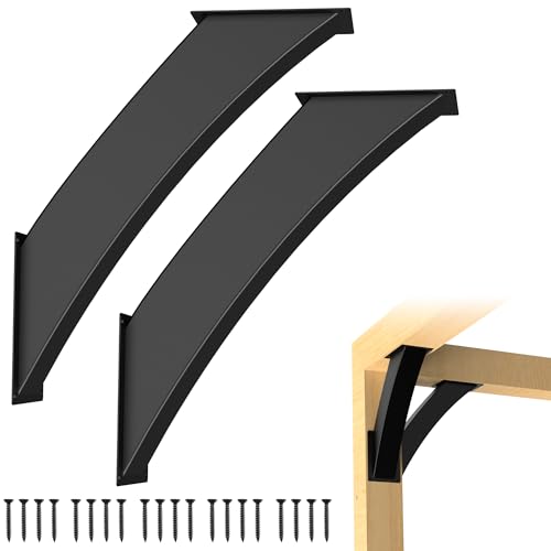 2Pcs 4"×4" (Actual: 3.2"×3.2") Arc 45 Degree Angle Support Brackets, Heavy Duty Steel Post Bracket Pergola Hardware for Wooden Structures Support, Wood Beam Corner Connector for Gazebo Pagola Porch
