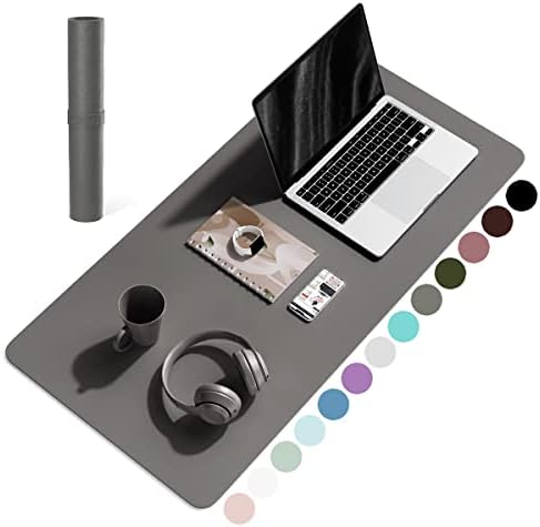 （03:30時点） YSAGi デスクマット マウス対応 レザー デスクマット 大型マウスパッド 裏面はスエード 滑り止め 厚さ1.5mm 防水 防油 断熱 お手入れ簡単 オフィス 自宅用 装飾用 デスクパッド(鉛色,80*40cm)