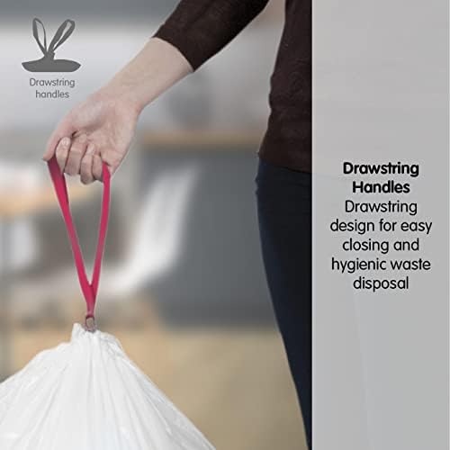 Morphy Richards 979003 Kitchen Bin Bag 42-50L Lemon Scented Heavy Duty Drawstring Waste Bin Liners, 20 Pack, White, Compatible with most 42-50L bins