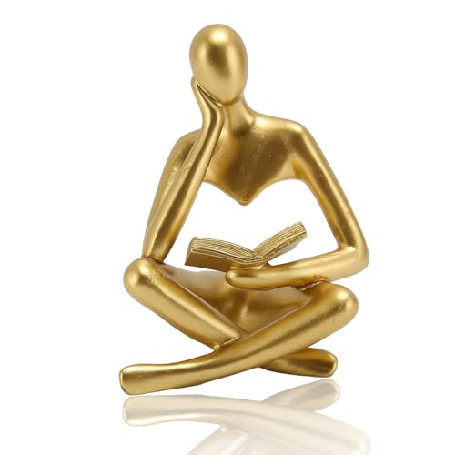 Estatua decorativa Thinker de resina color dorado