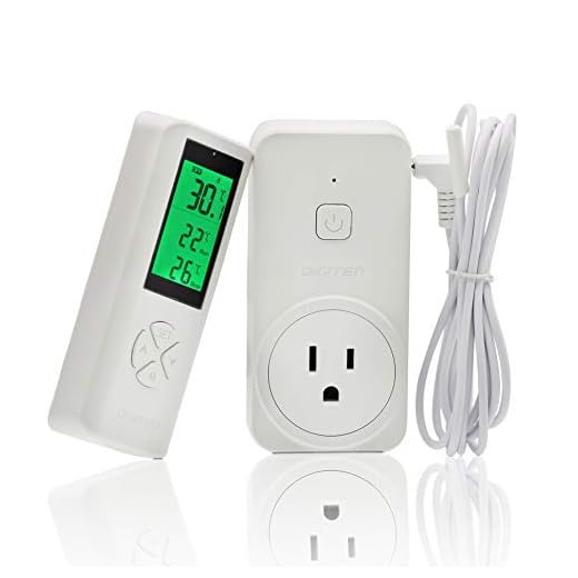 DIGITEN Wireless Thermostat Outlet, Temperature Controlled Outlet Heating & Cooling Remote Control and Plug-In Receiver, Over 300 feet Range, with 6ft NTC Temp Probe (Outlet Detect Temperature)