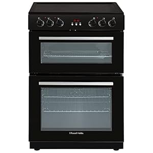 Russell Hobbs RH60EDOEH6001B Black 105L Freestanding 60cm Wide Fan Assisted Electric Cooker with Double Oven, 4 Zone…