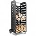 Produktbild tectake® Holz Regal extrabreit mit Rollen, für aussen und innen, Kaminholzregal, Brennholzregal aus Metall, wetterfest, mobiles Holzlager, Transportwagen für Feuerholz, Kaminzubehör - schwarz