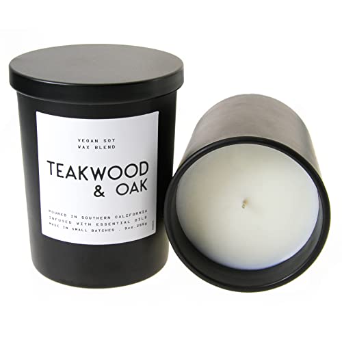 Leoben Company | Masculine Aromas | Small Batch | Soy Wax | 40 Hours | Scented Mens Candles With Natural Essential Oils | Vegan | Phthalate-Free (Teakwood & Oak) #TOP6