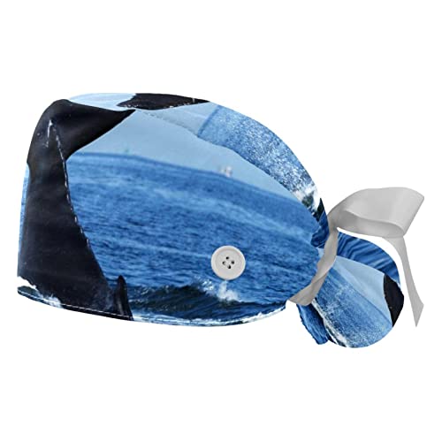Chapeaux bouffants de travail imprimé baleine casquettes mixtes respirantes