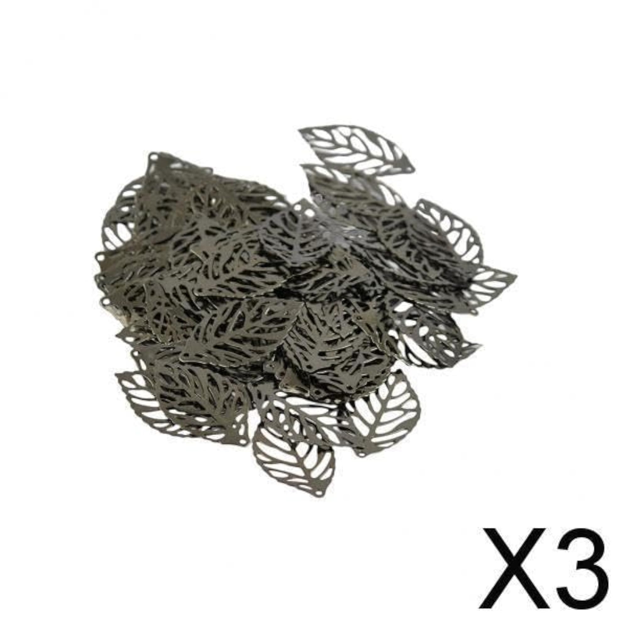 3x100pcs Pierced Tree Leaves Charm Pendant Jewelry Making