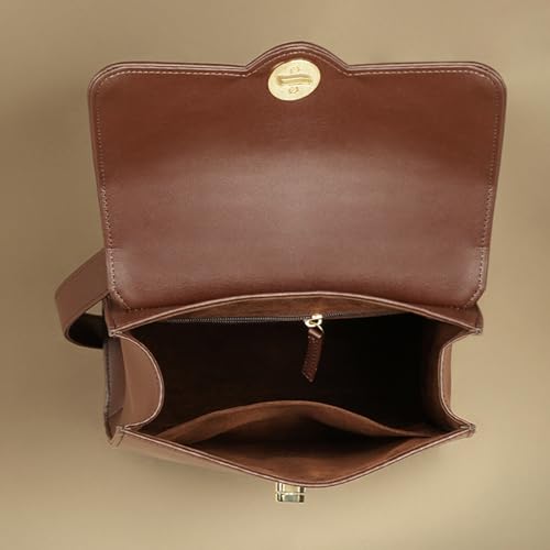 Image of Theater Peggy Satchel Bag for Women | Vintage Structured Crossbody Handbag | Faux Leather Panel with Turn Lock Closure | Classic Medium Shoulder Purse