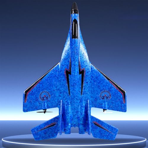 Avion planeur télécommandé bleu avec éclairage LED et système double moteur