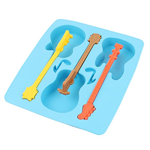 Ruilogod Forma de guitarra con congelación con congelación de hielo molde de chocolate jalea fabricante bricolaje azul bandeja azul
