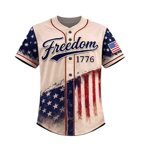 Camiseta vintage de béisbol con bandera americana y texto Freedom 1776 miniatura 2