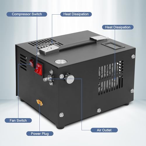 Miniatura 2 de Compresor de aire PCP, 4500Psi 30mpa 12V DC aceite sin agua bomba de alta presión compresor portátil PCP para pistola de aire y paintball