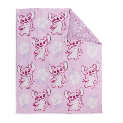Image of Jay Franco Kids Feather Knit Blanket - 50 inch x 60 inch Inch Soft & Cozy Plush Throw for Bedroom & Couch Decor, Official Licensed Product, Pink - Lilo and Stitch