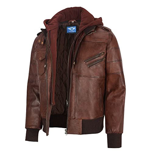 Image of Men's Leather Jacket Removable Hood | leather jacket Men | Black Leather Motorcycle Jacket