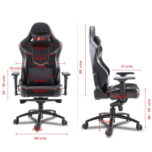 Green-Soul-Monster-Ultimate-Series-T-Multi-Functional-Ergonomic-Chair-with-Premium-Spandex-PU-Leather-Fabric-Adjustable-Neck-Lumbar-Pillow-4D-Adjustable-Armrests-Black-Grey