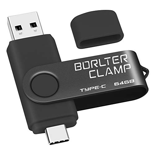 64GB USB Type-C Flash Drive, BorlterClamp USB C 3.0 Jump Drive Memory Stick Dual Port for Android Smartphones Samsung Galaxy S10/S9/S8/Note 9, LG, Huawei, Tablets & Computer (Black)
