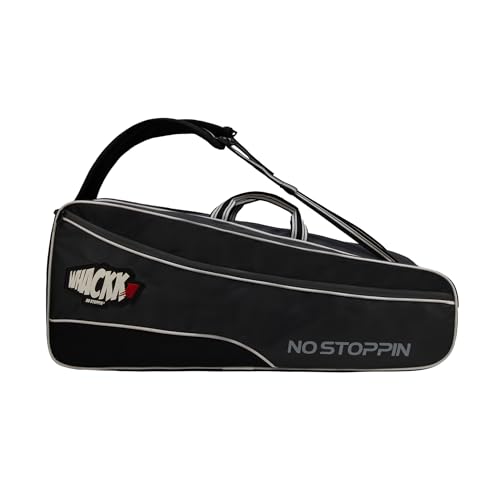 Image of WHACKK Vanguard Tennis & Badminton Bag | Large 3 Zipper Compartment Racket Kit Bag | Lightweight Sports Bag for Practice; Matches & Travel (Black Grey)