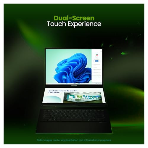Image of Asus Zenbook Duo Dual Laptop, Intel Ultra 9-285H, 32 GB LPDDR5X RAM, 4 TB PCIe SSD, 14'' WUXGA (1920x1200) OLED Touchscreen, Intel Arc Graphics, Backlit Keyboard, W11 Home, Inkwell Gray+Traix MousePad