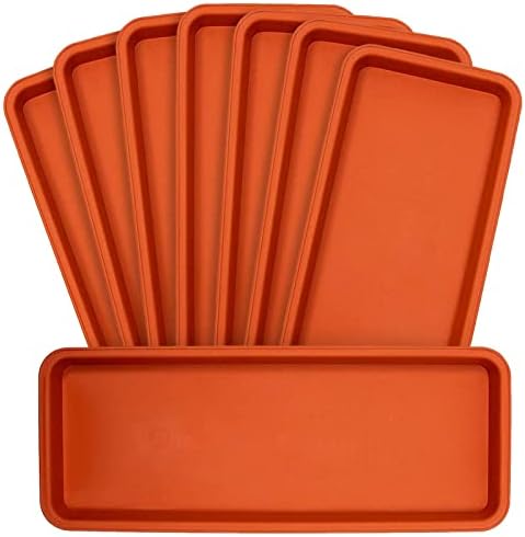 8 Pack Large Plastic Plant Drip Trays for Watering, Rectangular Planter Saucer Pans for Indoors, Outdoors, Garden Supplies (Terracotta Red, 17x7 in)