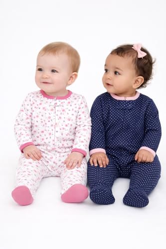 Image of TuddyBuddy Baby Girl's Cotton Printed Full Sleeves Sleepsuit /Footed Rompers for Baby Girl