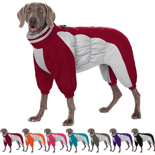 AOFITEE Winteroverall für Hunde - Wasserdichter Hundemantel für Große Hunde mit Beinen, Winter Warmer Hundejacke mit Geschirr Gefütterter Hundeoverall, Wintermantel Hund für Französische Bulldogge, L