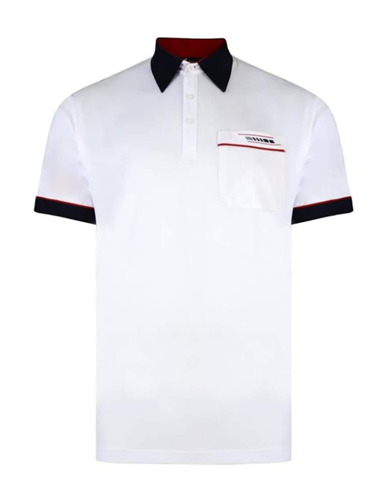 Gabicci - Plain Polo Shirt with Contrasting Collar and Piping (XX-Large, White)