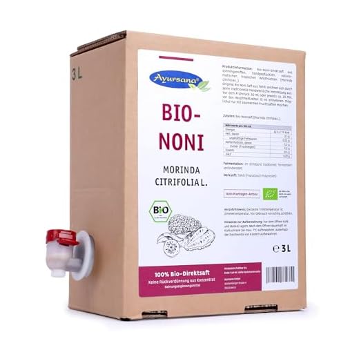 Ayursana Noni Saft original 3 Liter Karton – 100% Bio-Direktsaft – Aus Wildsammlung, fermentiert im Ernteland – Naturtreu: ohne Zusätze & Aromastoffe – Saft aus der Nonifrucht Morinda Citrofolia