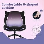 Armless Office Desk Chair with Wheels,Ergonomic Criss Cross Legged Computer Chair with Fabric Padded, Height Adjustable Wide Seat Vanity Chairs,Mid Back Task Chair for Home, Bedroom (Black) - Image 4