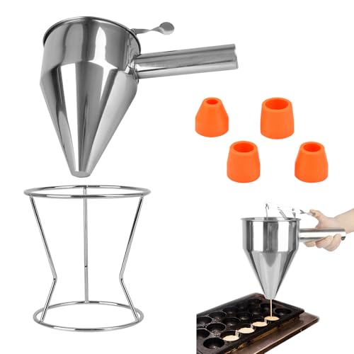 Entonnoir a Piston 1.2L Entonnoir de Cuisson en Acier Inoxydable Distributeur de Pâte à Crêpes Verseur de Pate Entonnoir à Pâtisserie Entonnoir Doseur...