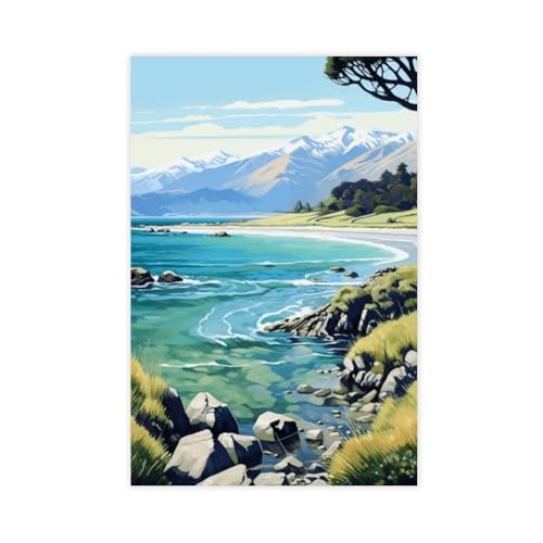 Toile aquarelle Kaikoura UTGN pour une ambiance de chambre apaisante