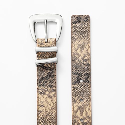 Brown Snake Texture Belt with Silver Buckle Women’s Brown Belt for Jeans, Dresses, Night Out3