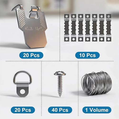 Image of (ApeBest) 91Pcs 40LB Picture Hanging Hooks Claw for Drywall Kit Heavy Duty | Picture Hangers Hardware No Damage Tool Nail Free Room Office Mirror Photo Poster Frame Decor Wall Hanger Hooks
