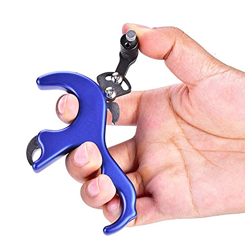 Auxiliary Tools, Archery Release Aid Archery Tool Release Trigger 3 Finger Grip Thumb Caliper Trigger For Compound Bow Accessory (Blue) #TOP6