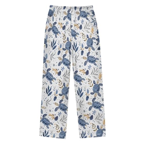 Sea Turtle Style Pajama Pants Lounge Sleep Pants Elastic Waist Long Pajama Bottoms with Pockets for 6-14 Years2
