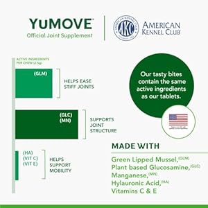 Dog joint supplement hip and joint supplement for dogs with glucosamine hyaluronic acid and green lipped mussel and omegas relief for dog hip and joint aches and stiffness by yumove  150 bites   cucciolini doodles
