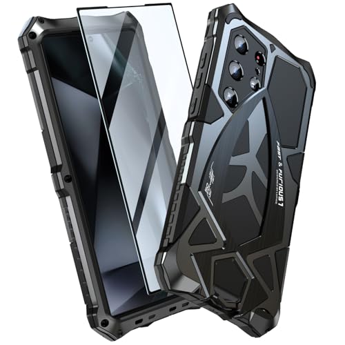 Image of Lunivop For Samsung Galaxy S25 Ultra Case Metal Hard Phone Protective Case Cover Para Screw With Camera Protection Heavy Duty Metalicas Military Grade Black