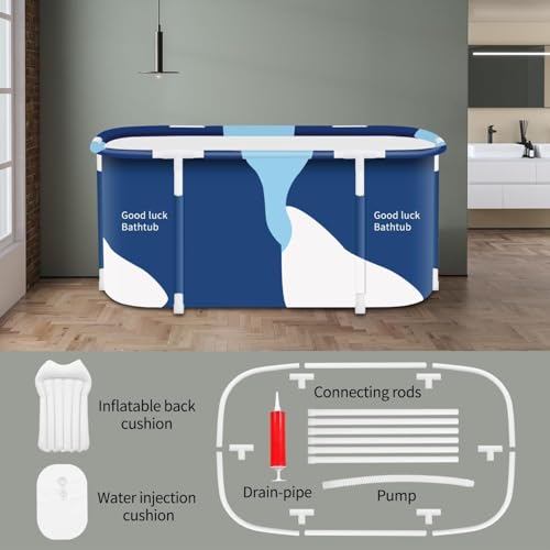 Image of Adult Folding Bathtub Portable Soaking Tub, Collapsible Family SPA Barrel, Maintaining Hot & Cold Temperature With Drainage Hole & Thicken Layer for Home Hot Water & Ice Bath (Milkey)