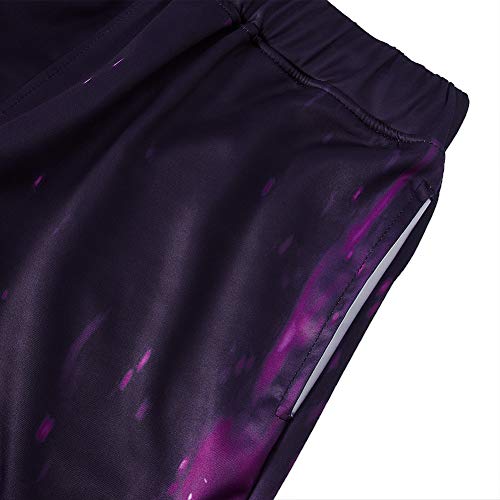 RAISEVERN Unisex Jogger Pants Flame Sweatpants Sportswear Black&Purple Gym Trousers with Pocket for Men &Women - Thumbnail 5