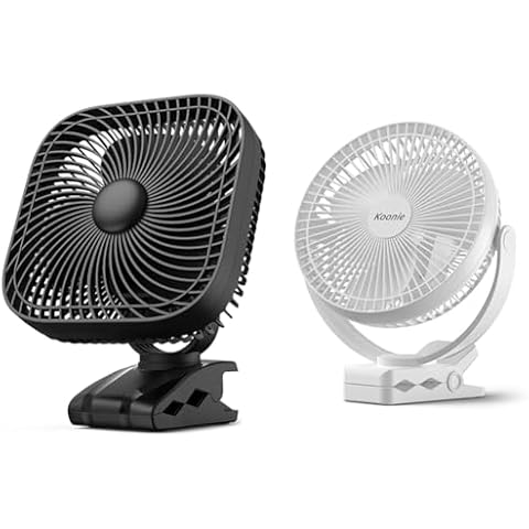 SLENPET 20000mAh and 10000mAh Rechargeable Portable Clip on Fans with Lights, USB Charging, 4 Speeds, Hook and Clamp for Desk, Outdoor, Camping, Golf Cart Cover