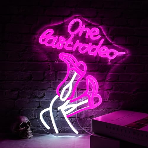Image of WLHOPE One Last Rodeo Neon Sign Cowboy Boots Neon Sign Led Sign, Cowgirl Neon Signs for Wall Decor,Connectivity Via Licked Neon Light for Bedroom Home Bar Club Hotel Party Western Decor