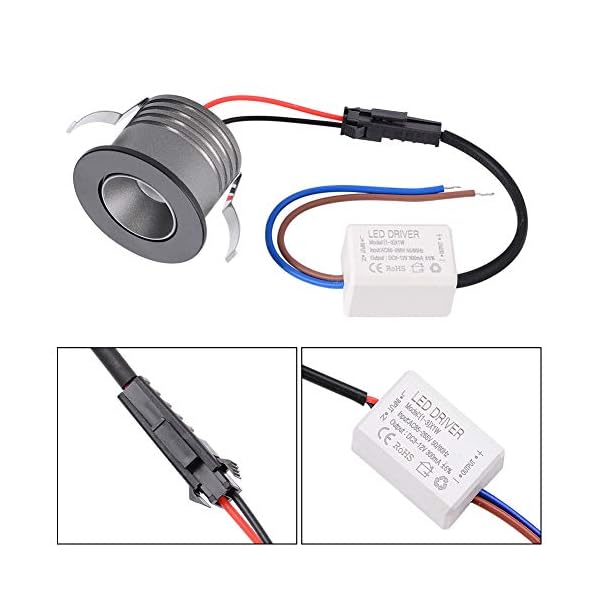 Elitlife Mini LED Einbaustrahler 10X 1W mit Trafo Stecksystem Einbauspot Deckenspots Einbauleuchten Einbaurahmen (Kaltweiß rund) [Energieklasse A+++] – Bild 3