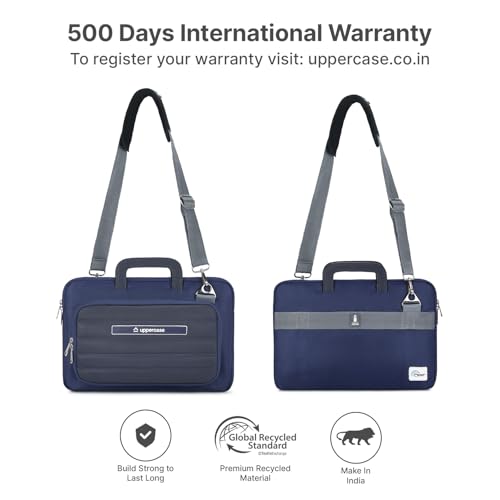Image of uppercase Node Laptop Sleeve, Multi-Textured Quilted Design, Quick Access Pocket, Trolley Sleeve, Slide-in Handle & Detachable Shoulder Strap, Ideal for Men & Women | Office & Travel
