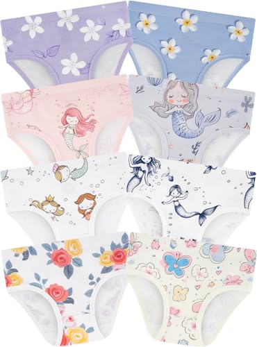 BliBliTaTa Girls Underwear Soft Cotton Tagless Panties for Toddlers & Little Kids Comfort Breathable Briefs in Sizes 18-24 Months 2T 3T 4T 5T 6T 7 8 10 12 Years Old 8-Pack Leaves-3T