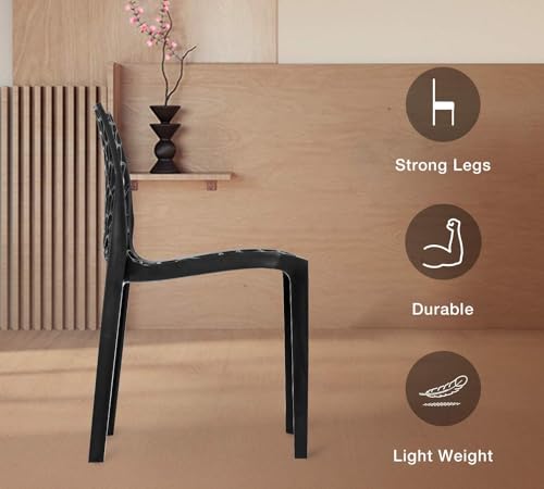 Image of Supreme Web Plastic Chair |Armless Chair for Home, Dining Room Set, Cafe & Outdoor Use |with Weight Bearing Upto 220kgs(Color: Black; Pack of 1)