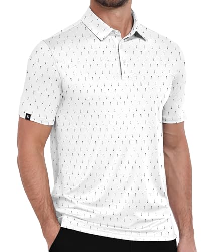 ZITY Mens Print Polo Shirts Short Sleeve Moisture Wicking Shirts