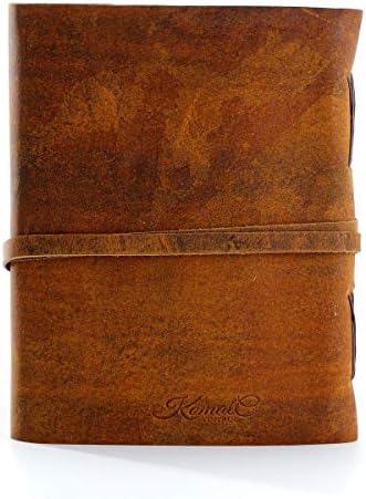 Handmade Leather Journal/Writing Notebook Diary/Bound Daily Notepad For Men & Women Unlined Paper Medium, writing pad gift for artist, sketch (8 x 6, Distressed Tan)