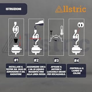 Allstric® Tester Guarnizione Testata Motore CO2 | Reld Block Tester Universale con 50 Test | Comprobatore Fugas Refrigerante per Auto e Moto | Test Guarnizione Testata Bruciata