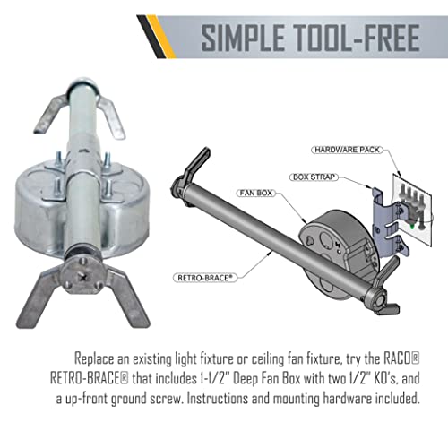 Hubbell Raco 936 4 in. Round Retro-Brace Ceiling Fan-Rated Support, 4 in, Gray by RACO - Image 4