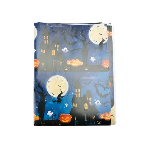 Tabanzhe 5 Sheets Halloween Wrapping Paper Gift Wrap for Halloween Party Pumpkin Haunted House Ghost Decoration DIY Craft Supplies (Blue)